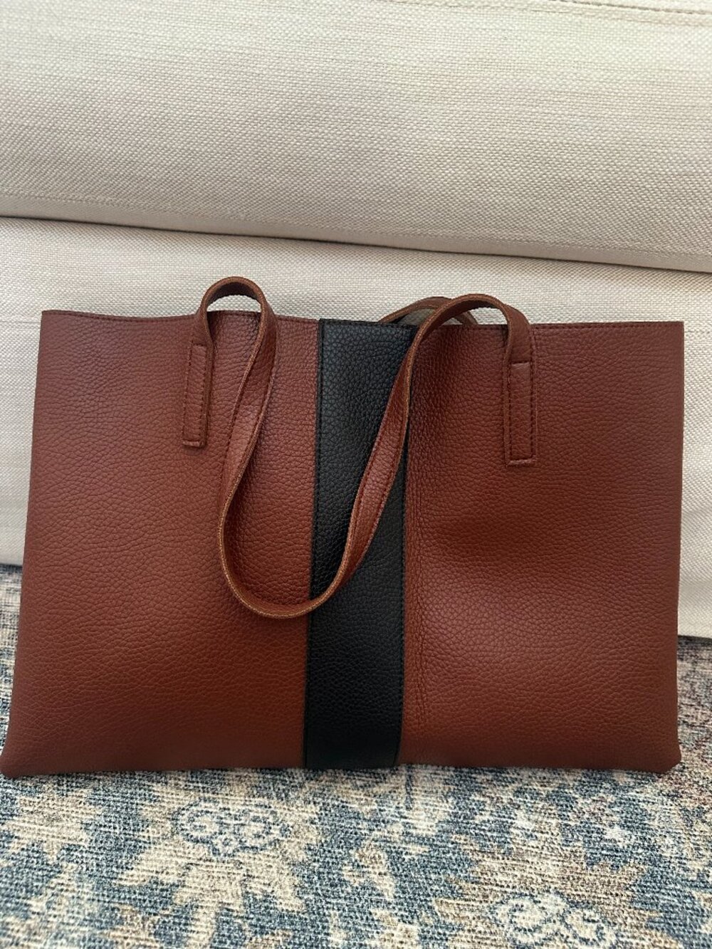 Tote Bag- Brown with Black stripe